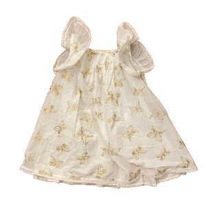 Rachel Zoe Butterfly Dress Girls Size 3T White Gold Flutter Sleeve